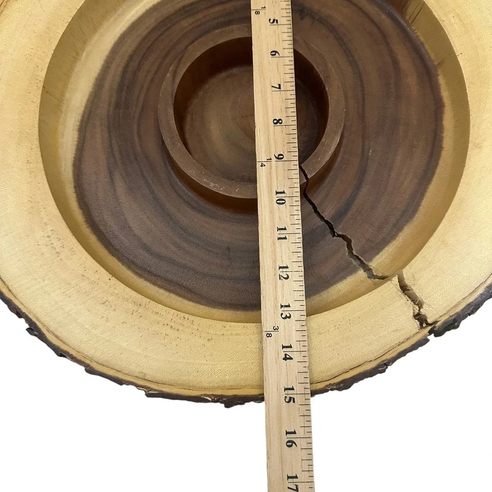 Acacia Collection Live‎ Edge Wood Chip and Dip Server Rustic Bark 16.5 Inch Tray